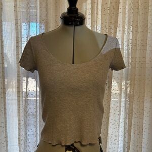 Gray Women's Ribbed Top